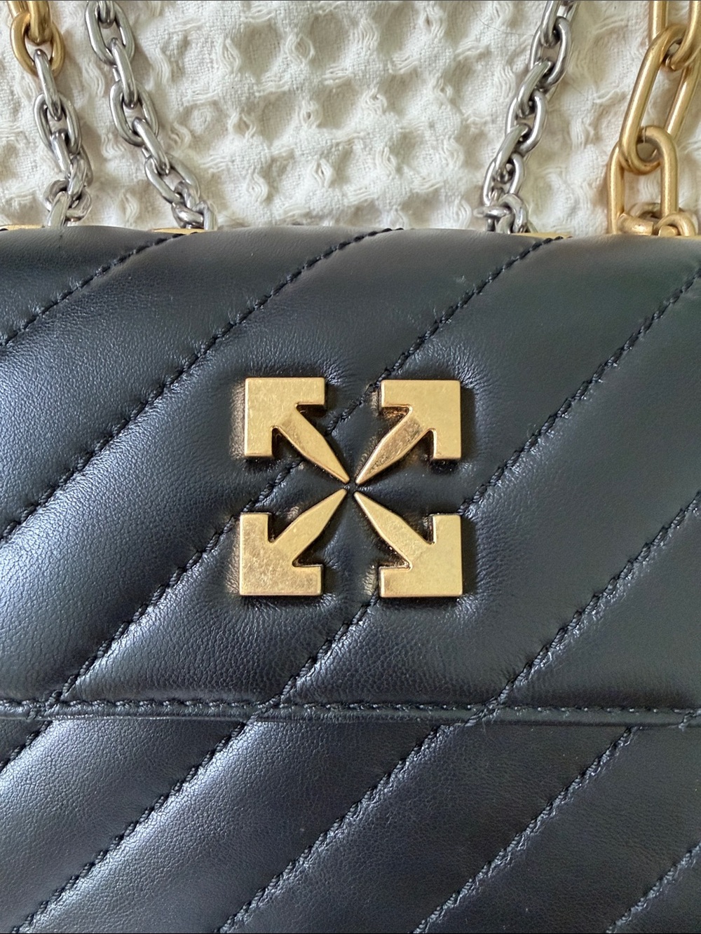 Off-White Jackhammer 19 Black Quilted Leather Handbag - Picture 9 of 16
